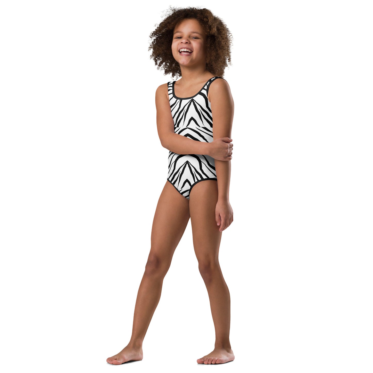 Striped Zebra Vibrance Girl's Swimsuit - FLAKOUT