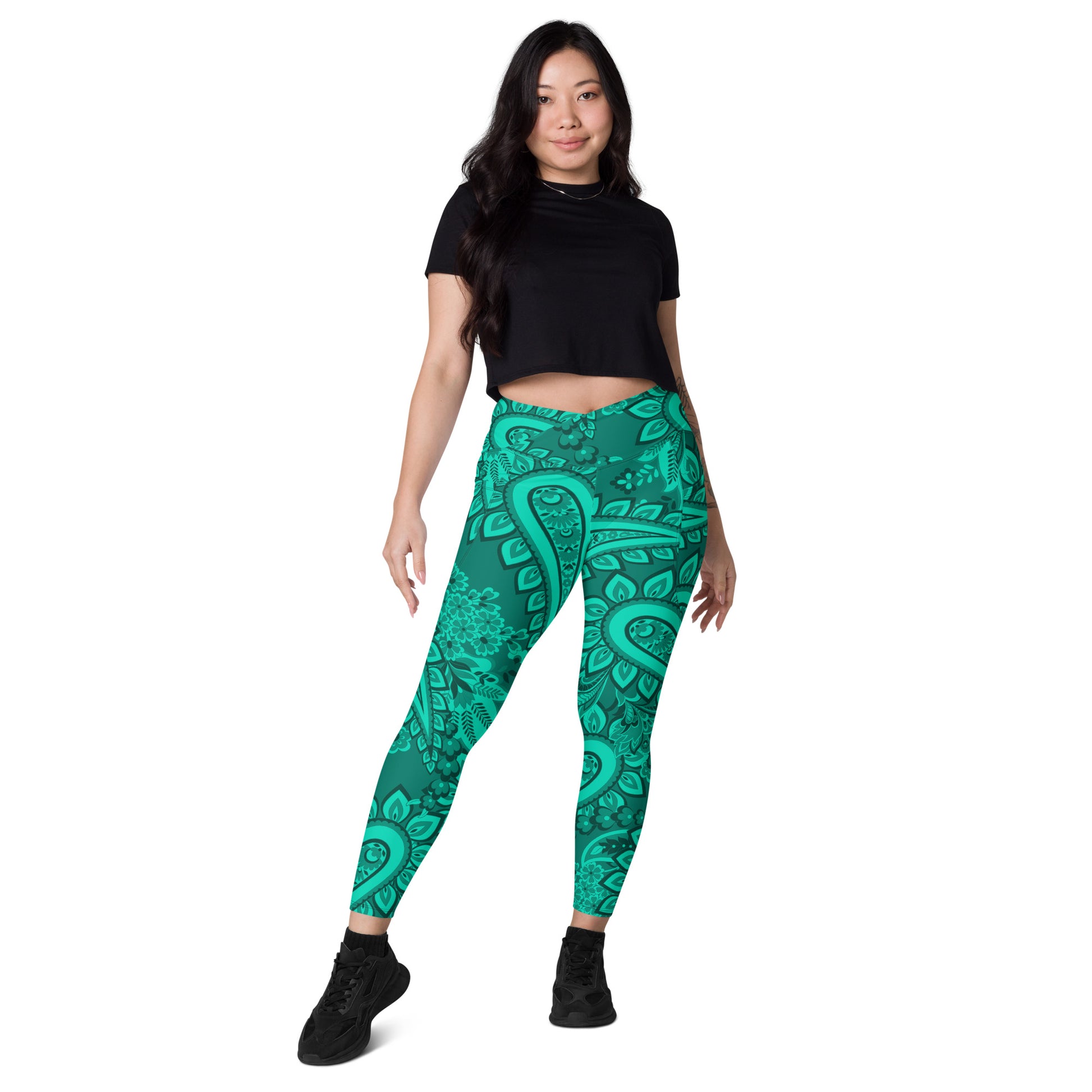 Infinite Quasar Women's Recycled Crossover Leggings With Pockets - FLAKOUT