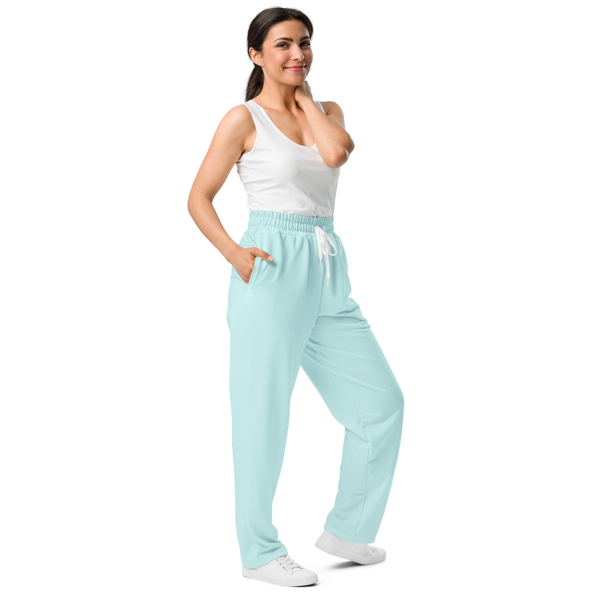 Unisex Wide-leg Recycled Joggers - Light Blue - FLAKOUT