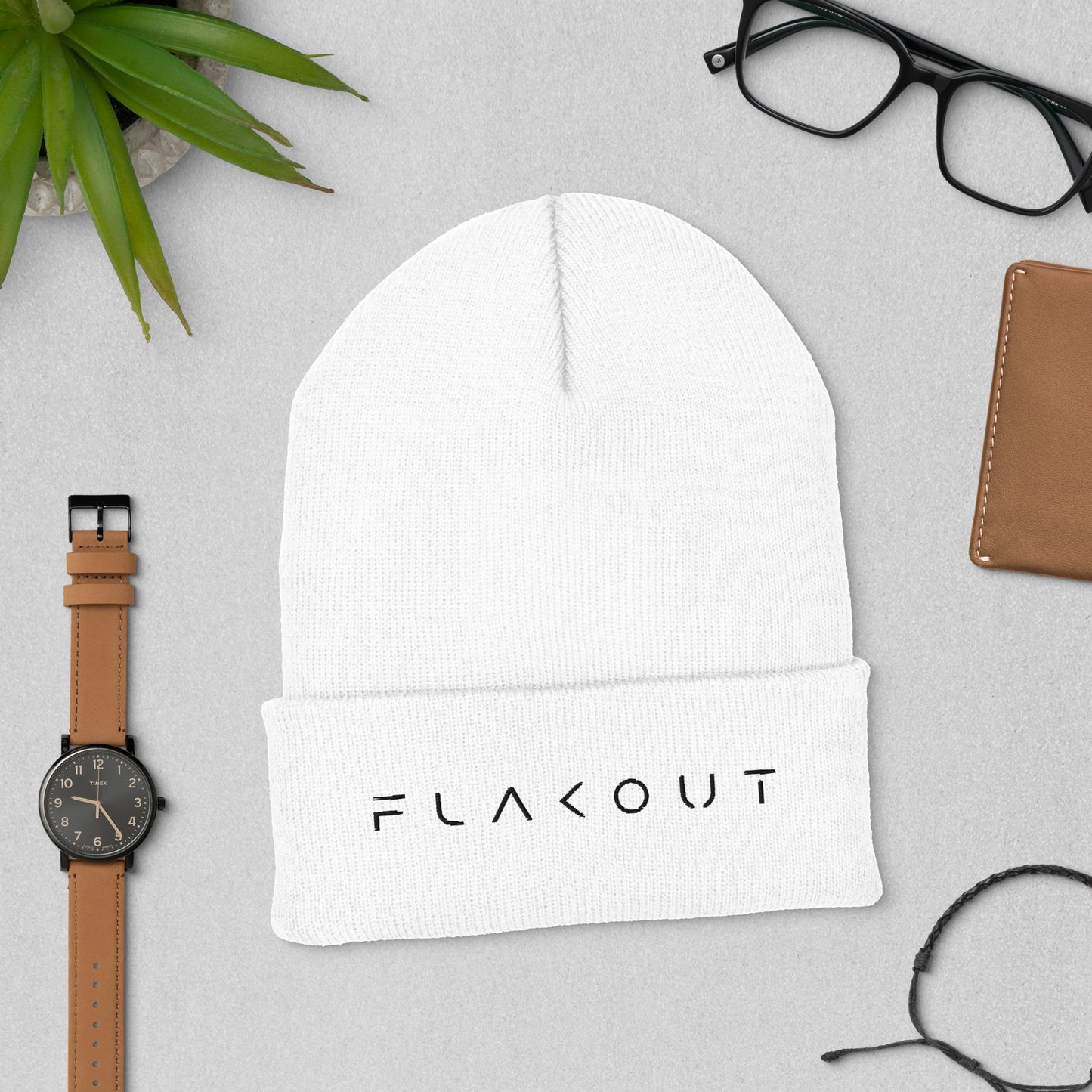 FLAKOUT Logo Embroidered Unisex Cuffed Beanie