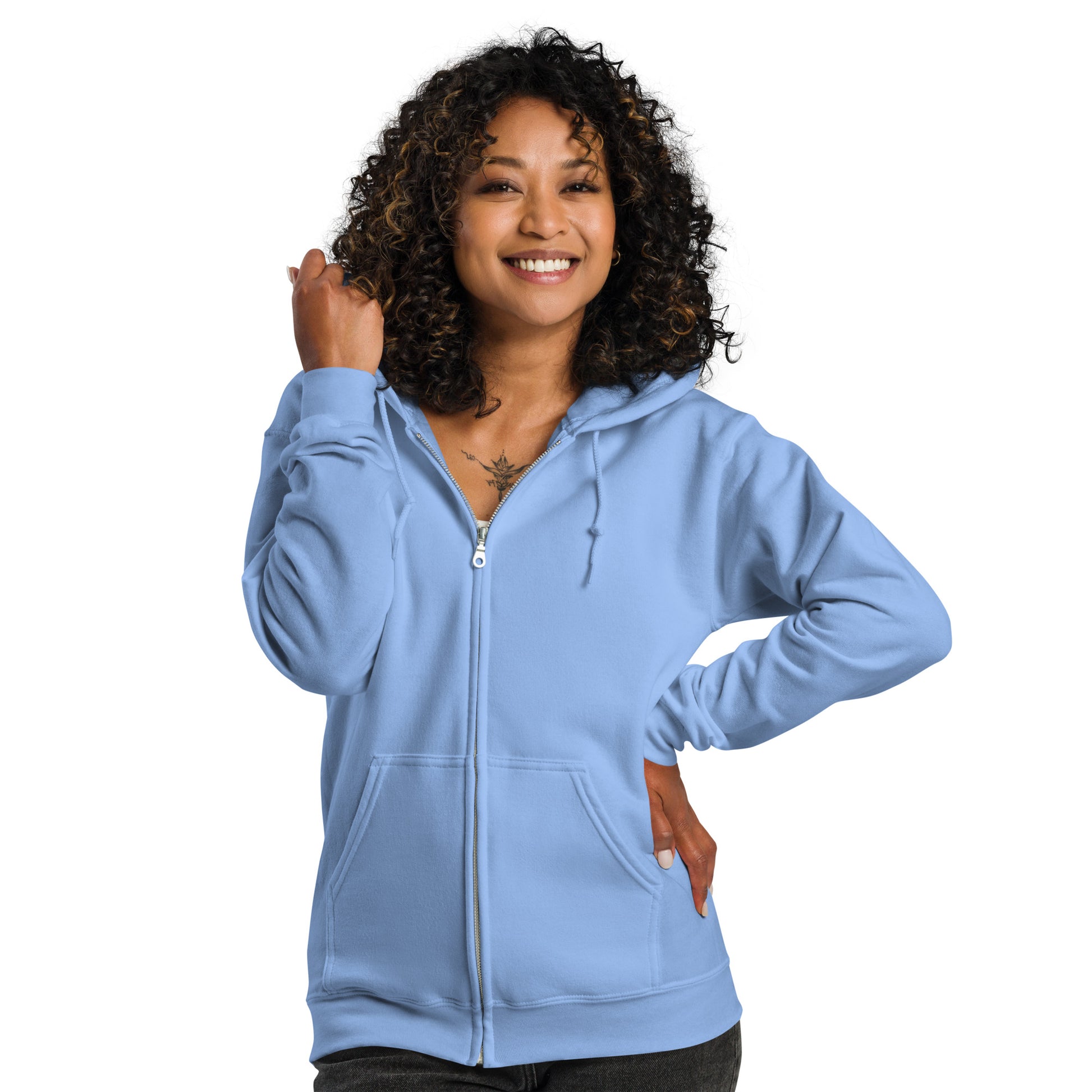 Echoes Of Dejavu Heavy Harmony Fusion Zip Hoodie - Carolina Blue - FLAKOUT