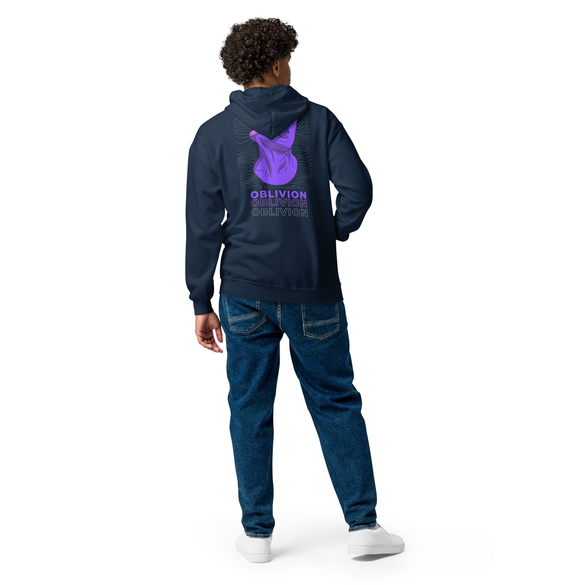 Violet Veil Of Oblivion Heavy Harmony Fusion Zip Hoodie - Navy - FLAKOUT