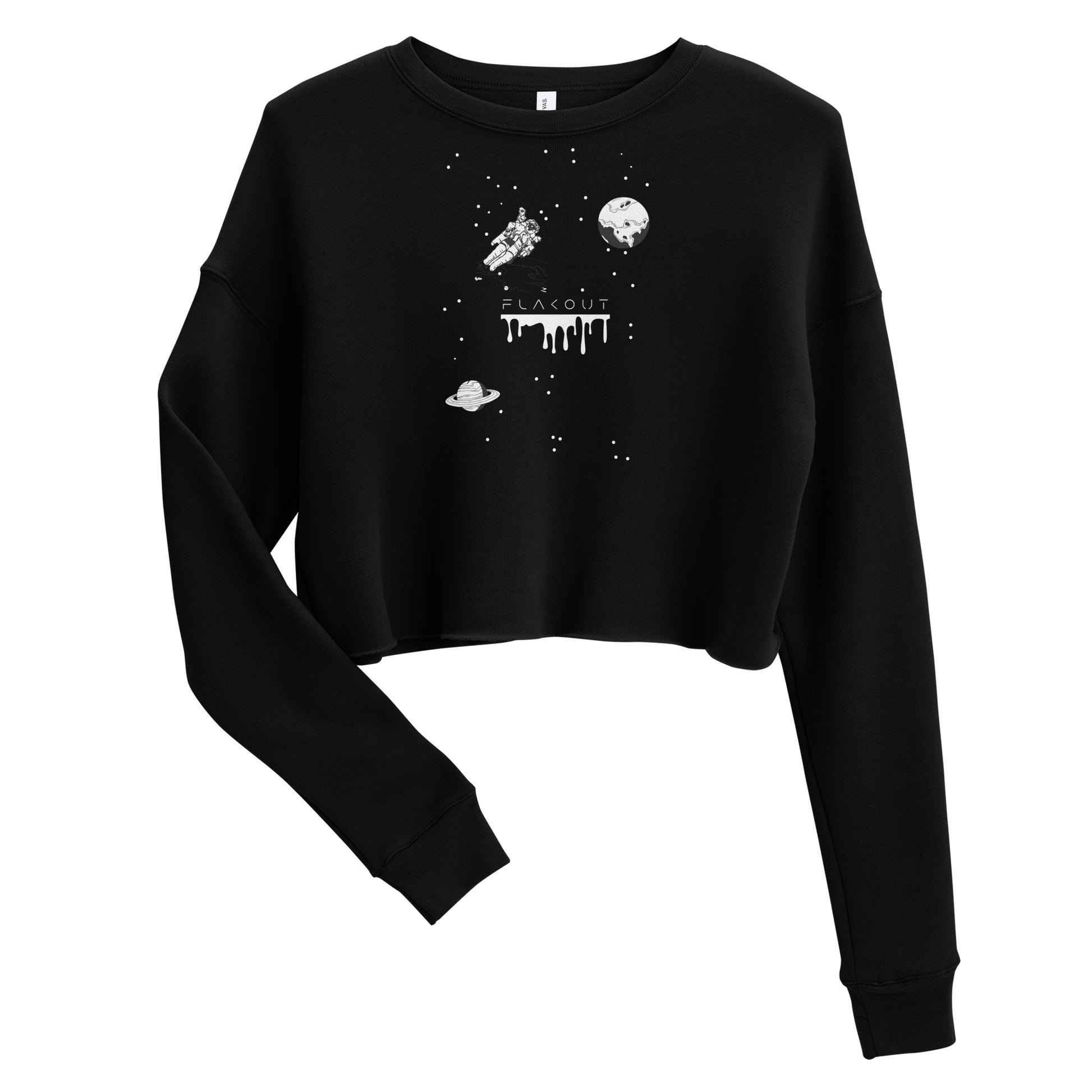 Astronaut Women's Crop Sweatshirt - Black - FLAKOUT