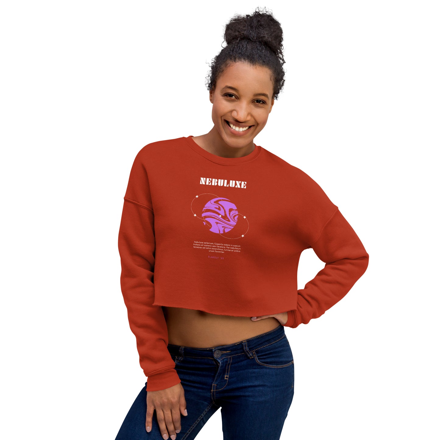 Nebuluxe Brilliance Women's Crop Sweatshirt - Brick - FLAKOUT