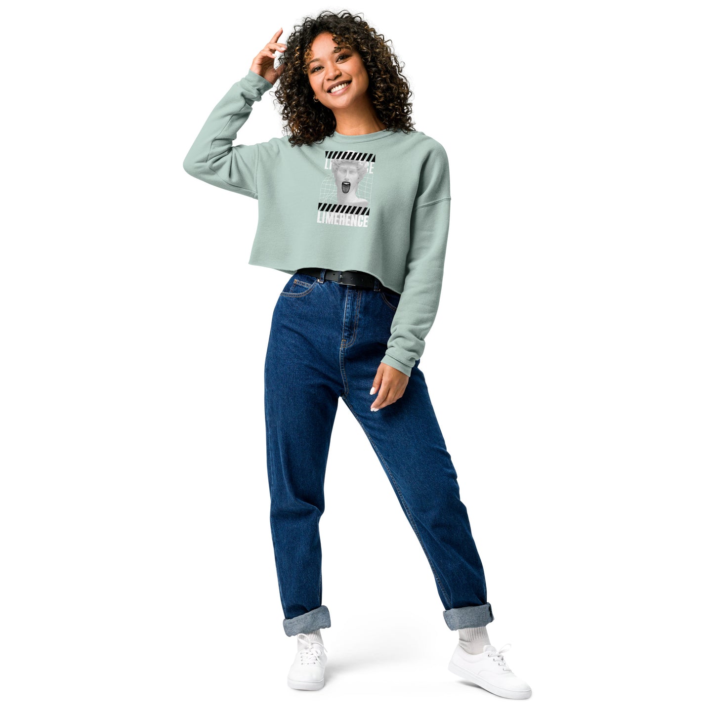 Limerence Women's Crop Sweatshirt - Dusty Blue - FLAKOUT