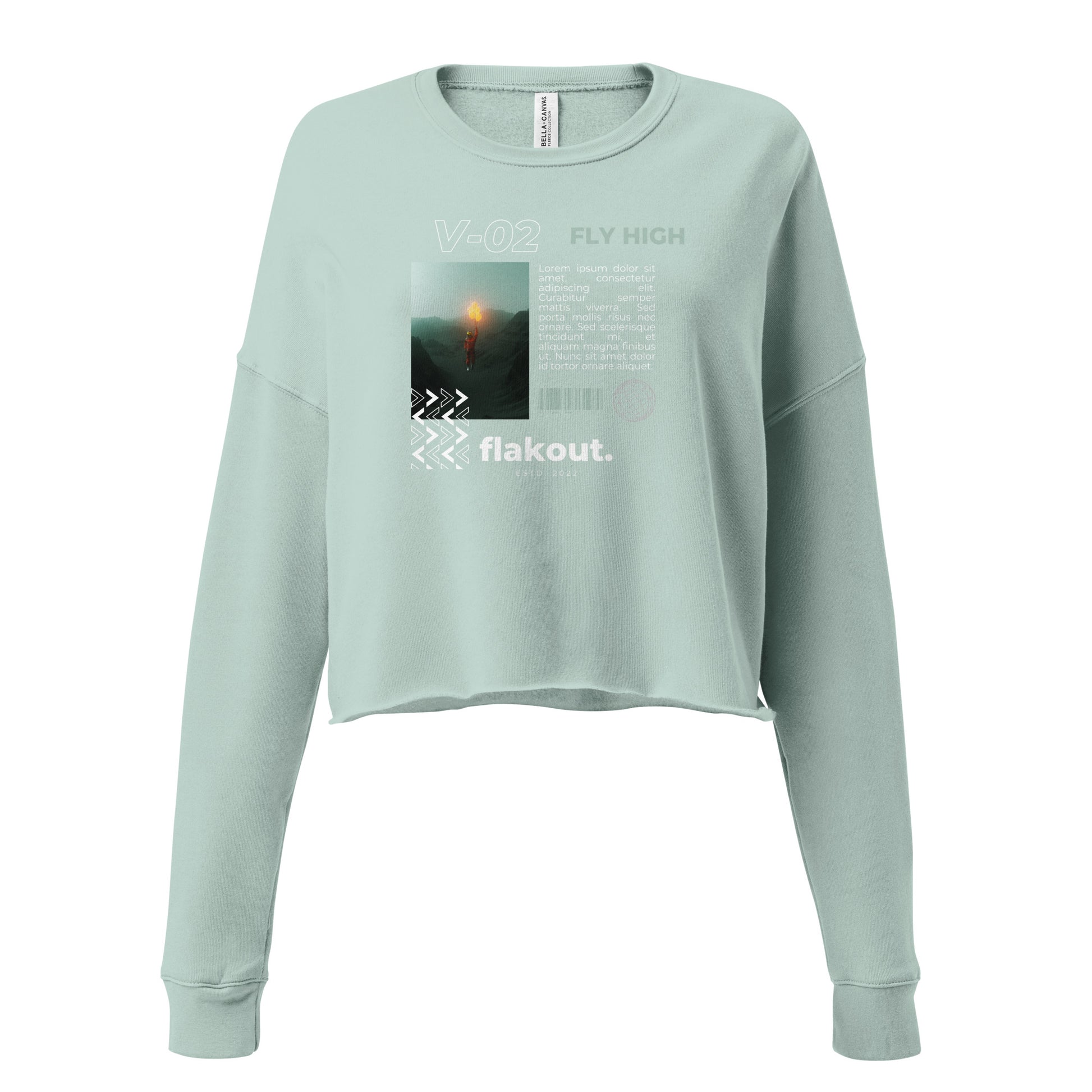 Fly High Voyager Women's Crop Sweatshirt - Dusty Blue - FLAKOUT