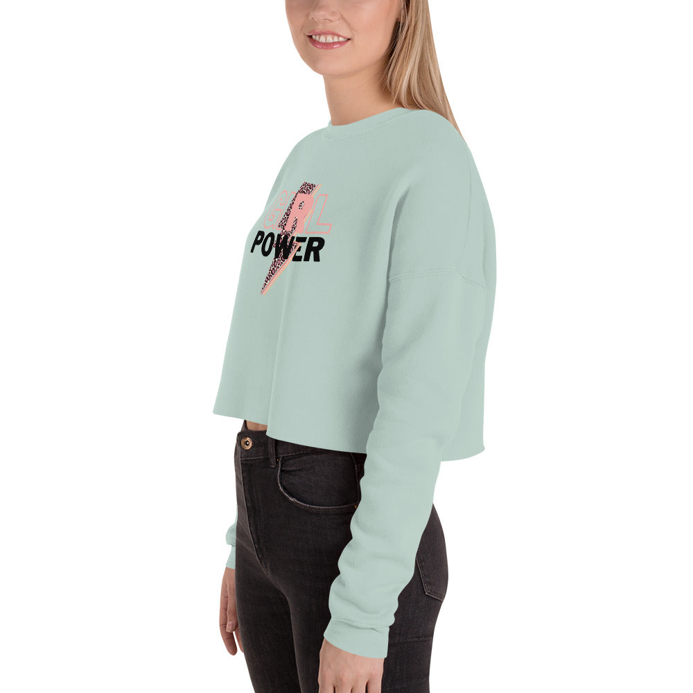 Queenly Girl Power Rebellion Women's Crop Sweatshirt - Dusty Blue - FLAKOUT