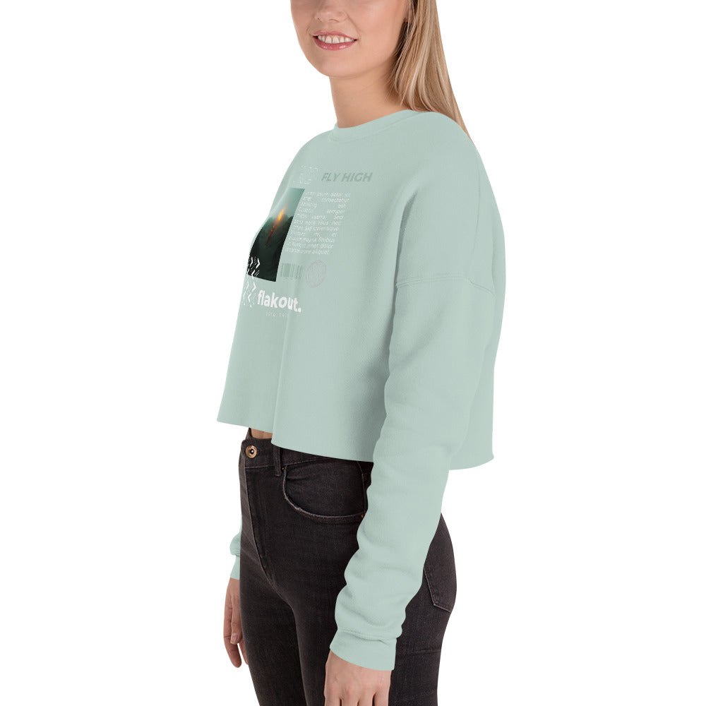 Fly High Voyager Women's Crop Sweatshirt - Dusty Blue - FLAKOUT