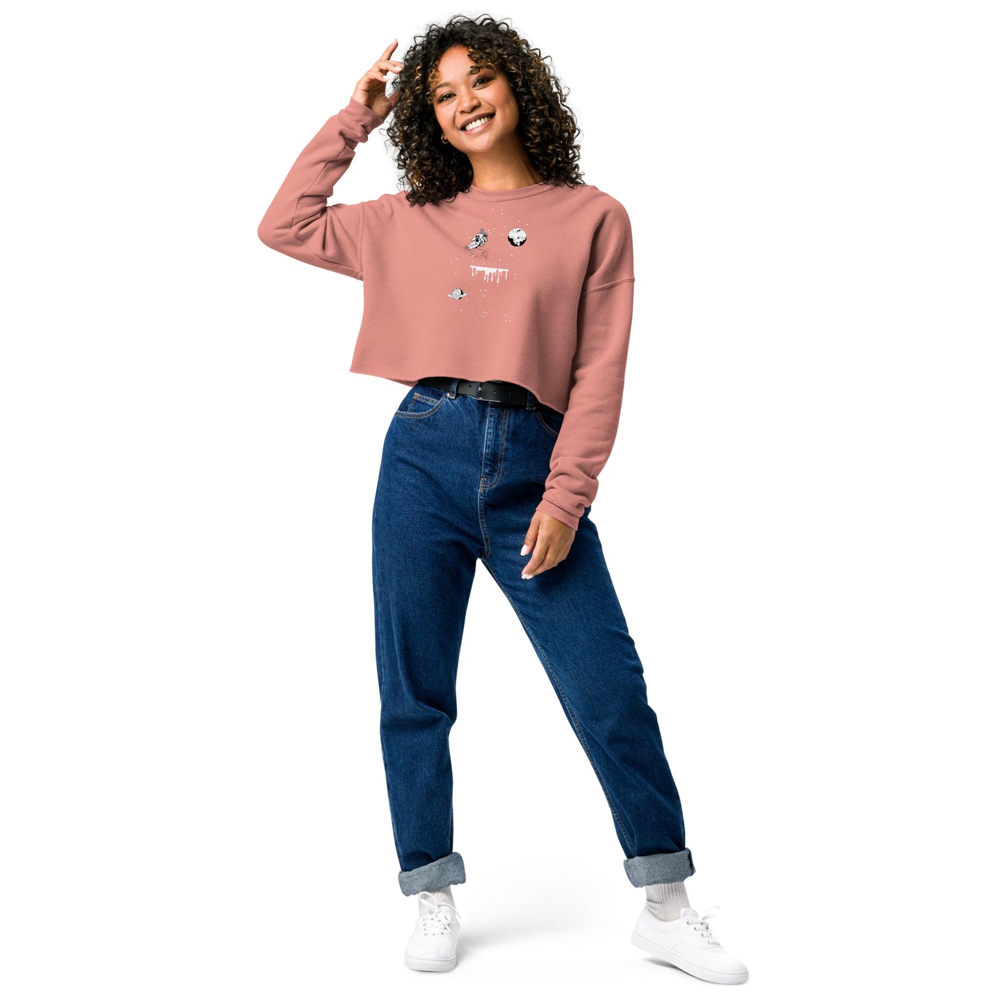 Astronaut Women's Crop Sweatshirt - Mauve - FLAKOUT