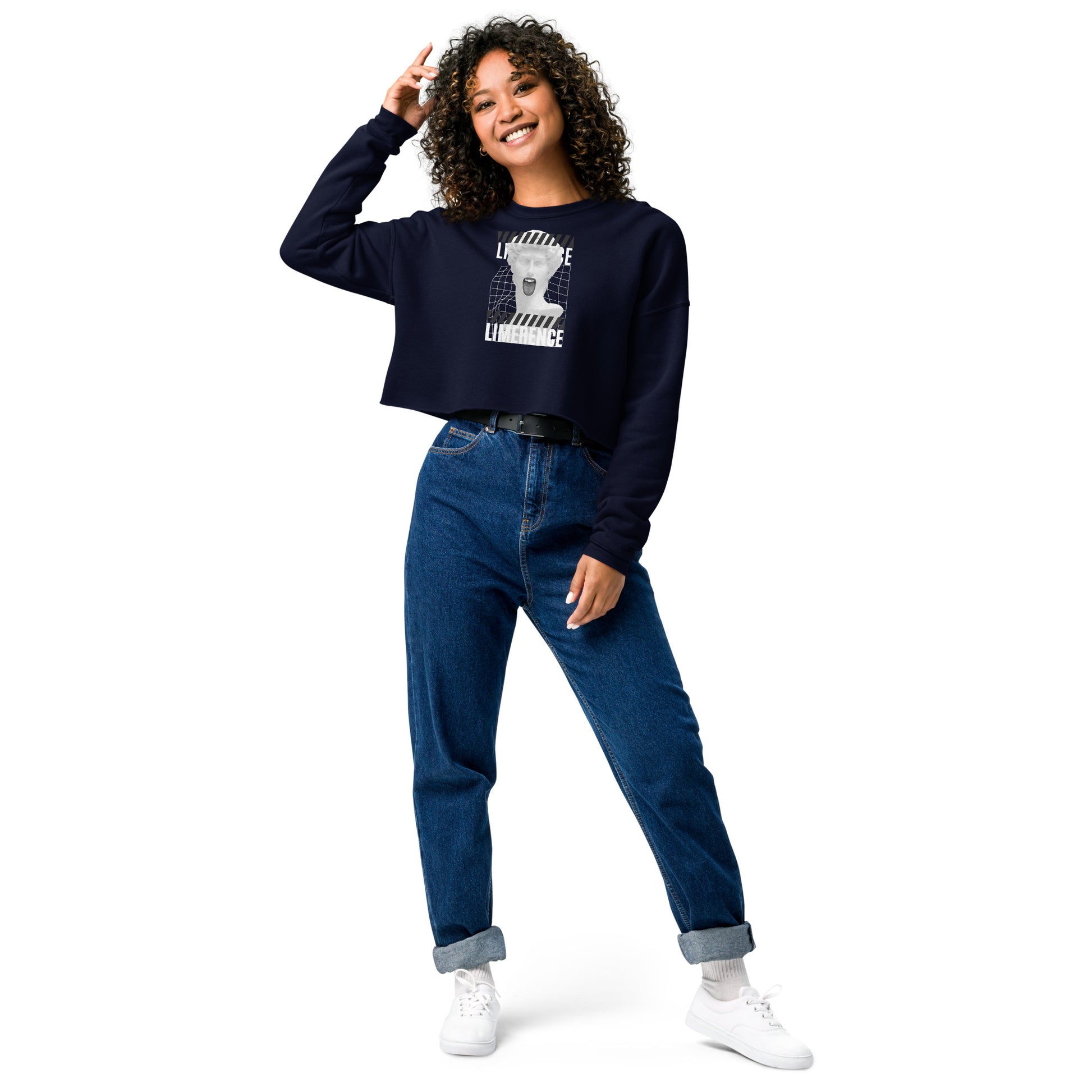 Limerence Women's Crop Sweatshirt - Navy - FLAKOUT