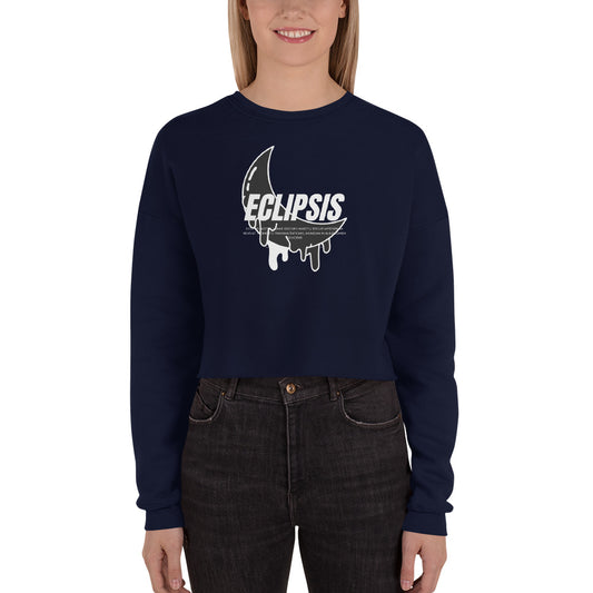 Lunar Eclipsis Women's Crop Sweatshirt - Navy - FLAKOUT