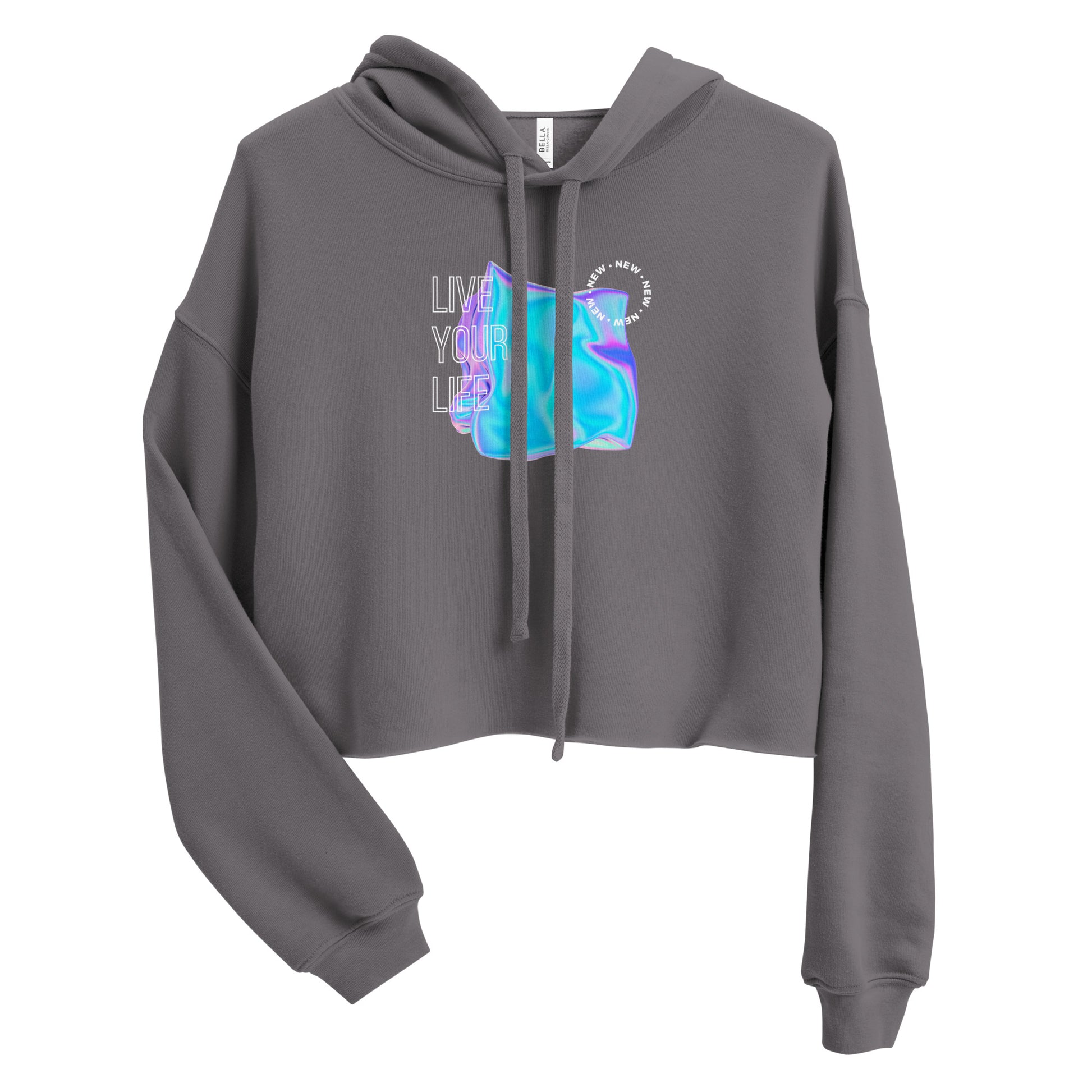 Vivid Existence Live Your Life Women's Crop Hoodie - FLAKOUT