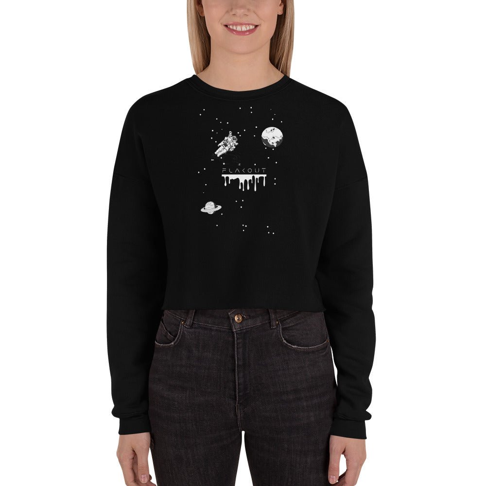 Astronaut Women's Crop Sweatshirt - Black - FLAKOUT